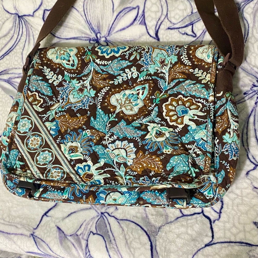 Vera Bradley Floral Brown and Blue Women's Bag Buckle Clasp Used Ex Condition